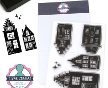 1 Bogen Clear Stamps - Kreative Stempel - Skandinavische Stadt - 5 Motive