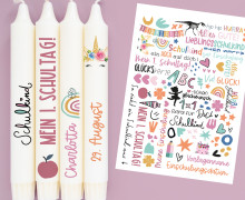 DIN A4 - Tattoofolie - Einschulung - Rosa - für Kerzen / Keramik