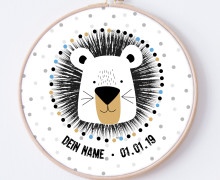 DIY Stickrahmen - König Der Tiere - Löwe - Schwarz - personalisiertes Stickrahmen Bild - Anna Anjos - zum Selbermachen