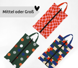 DIY-Nähset - 3 Schuhbeutel - Wunderbar geometrisch - GRÖSSENAUSWAHL - Outdoorstoff - abby and amy