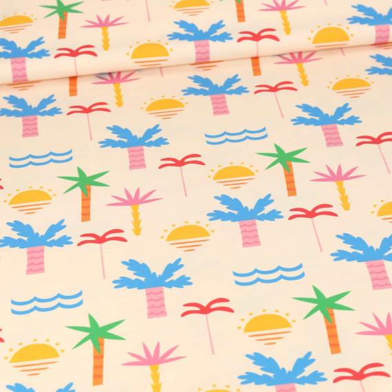 Jersey - Summer Vibes - Palmen - Creme - Bio Qualität - abby and me