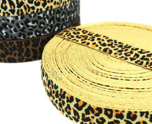 1m Gummiband - elastisch - Leopard - 40mm - Wildlife - Gelb/Orange