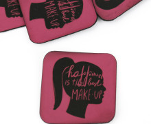 1 XXL KUNSTLEDER LABEL - Pink - happiness is the best MAKE UP