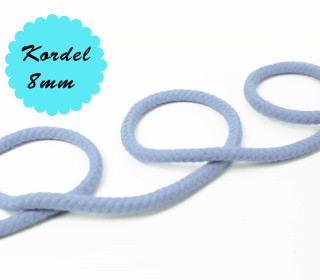 1m Hoodieband - Baumwollkordel - Uni - 8mm - Hellblau