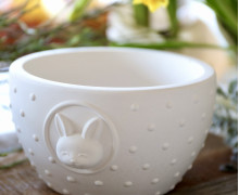 Silikon - Gießform - Dekoschale - Frühlingsdesign - Hase mit Punkten - vielfältig nutzbar