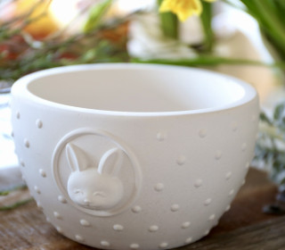 Silikon - Gießform - Dekoschale - Frühlingsdesign - Hase mit Punkten - vielfältig nutzbar