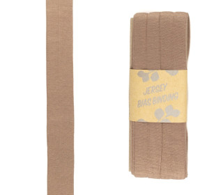 3 Meter Schrägband - Viskose Jersey - Hellbraun - Dehnbar - 2,0cm x 3m - Zugeschnitten