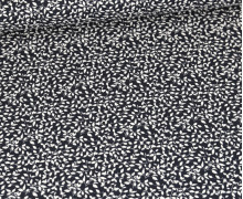 Baumwolle - Webware - Popelin - Bedruckt - Mini-Blätterzweige - Stahlblau