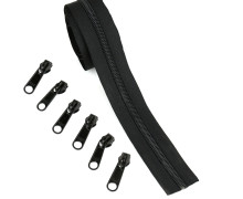 Zubehör Set für DIY-Nähset - 6 Zipper - 1,5m Endlosreißverschluss - Schwarz - für Softshell Schminktaschen