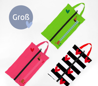 DIY-Nähset - 3 Schuhbeutel - GROß (bis Gr. 45) - Dackel - Outdoorstoff - abby and amy