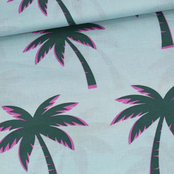 Baumwolle - Webware - Voile - Palm Trees - Altgrün