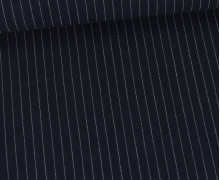 Viskose Leinen - Leinenstoff - Nadelstreifen - Stahlblau