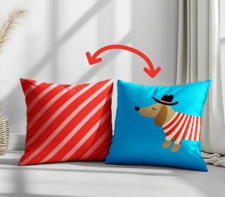 Genähtes Kissen inkl. Inlet - Wiener Dogs - Stripes - Blau - Hamburger Liebe - Mein Hanseherz
