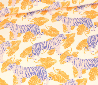 Jersey - Coole Tiger - Monstera - Ecru - Bio Qualität - abby and me