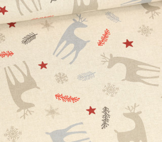 Half Panama - Baumwolle - Weihnachten - Rentiere - Natur