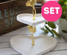 Silikon - Gießformen - SET HERZ - Feine Dekoteller mit Kugelrand - SPECIAL - inkl. gratis Etageren Set
