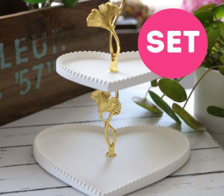 Silikon - Gießformen - SET HERZ - Feine Dekoteller mit Kugelrand - SPECIAL - inkl. gratis Etageren Set
