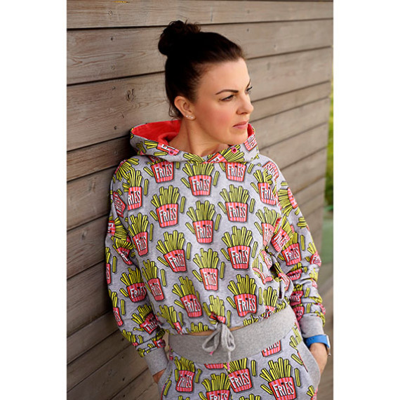 Bio-Sommersweat - French Terry - OMG Fries - Classics - Grau Meliert - Hamburger Liebe