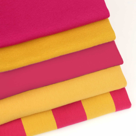 Sommersweat - Just Stripes! - Streifen - Fuchsia/Senfgelb