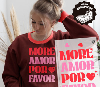 Onkel Bo's Bügelbilder - DIN A4 - More Amor Por Favor - Schriftzug - BIG