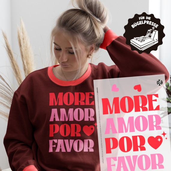 Onkel Bo's Bügelbilder - DIN A4 - More Amor Por Favor - Schriftzug - BIG