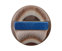 1 Polyesterknopf - Rund - 25mm - Öse - Erhaben - Muster - Braun/Blau