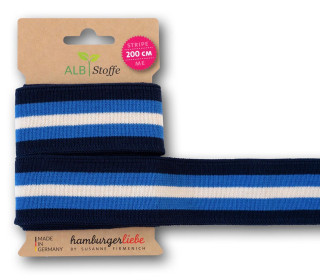 Streifenband - Stripe Me - College - 5 Stripes - Hand On Heart - Multi - Hamburger Liebe - Stahlblau/Blau/Creme