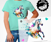 Onkel Bo's Bügelbilder - DIN A4 - Colorful Horse - Aqua/Mint