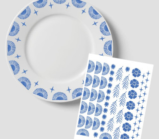 Rub-On Sticker - Blaue Bordüre - Sonne - Tante Henni Rub-Ons - vielfältig nutzbar