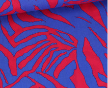 Viskose - Blusenstoff - Animal Print - Zebra - Royalblau/Magenta