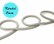 1m Hoodieband - Baumwollkordel - Uni - 8mm - Hellgrau