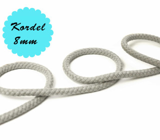 1m Hoodieband - Baumwollkordel - Uni - 8mm - Hellgrau