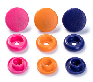 30 Color Snaps Druckknöpfe - Rund - Kunststoff - 12,4mm - Prym Love - Orange/Pink/Violett
