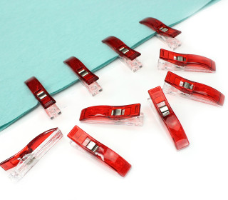 10 Stoffklammern - Quilt Clips - Groß - Rot