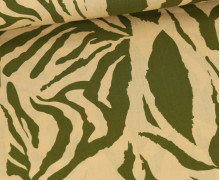 Viskose - Blusenstoff - Animal Print - Zebra - Beige/Olivgrün