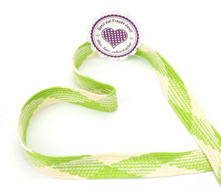 1m flache Kordel - 20mm - Hoodieband - Kapuzenband - Lime/Elfenbein