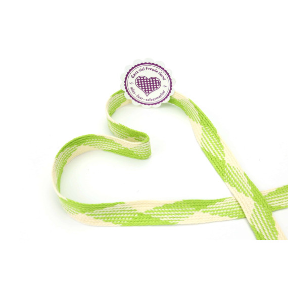 1m flache Kordel - 20mm - Hoodieband - Kapuzenband - Lime/Elfenbein