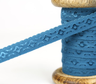 1m elastisches Schrägband  - Jacquard - 12mm - Meerblau