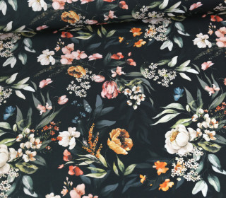 Outdoorstoff - Blumengruß - Wildblumen - Schwarzblau - abby and amy