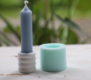 Silikon - Gießform - Mini Kerzenhalter - für Stabkerzen - bauchige Ringe - vielfältig nutzbar