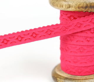 1m elastisches Schrägband  - Jacquard - 12mm - Magenta