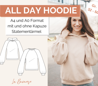 All Day Hoodie PDF Schnittmuster, Gr. 32-50