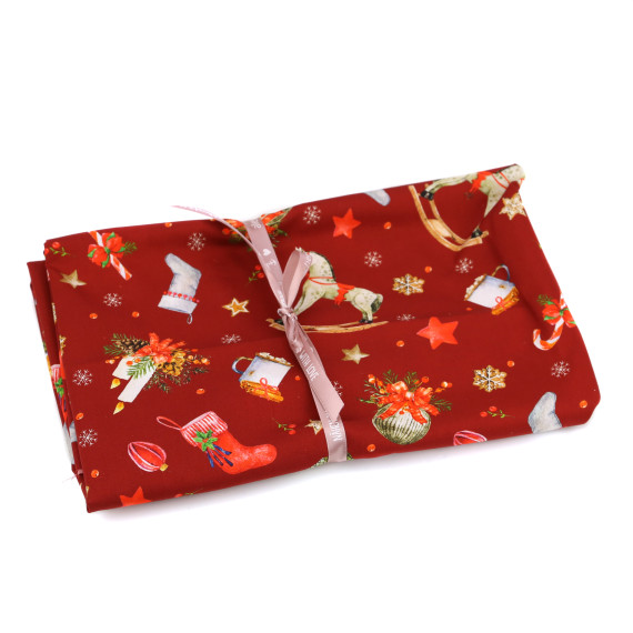 1,25m Zuschnitt - Baumwolle - Webware - Weihnachten - WeihnachtsMix - Dunkelrot