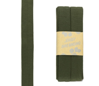 3 Meter Schrägband - Viskose Jersey - Olivgrün - Dehnbar - 2,0cm x 3m - Zugeschnitten