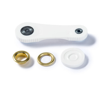 15 Ösen mit Scheiben - Eyelets  - 11mm - Prym - Gold