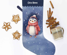 DIY-Nähset - Nikolaussocke - Softshell - Festive Winter - Pinguin