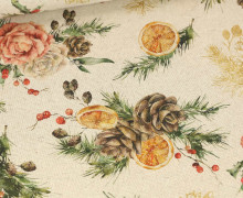 Half Panama Premium - Baumwolle - Leinenoptik - Weihnachtsgestecke - Creme Meliert