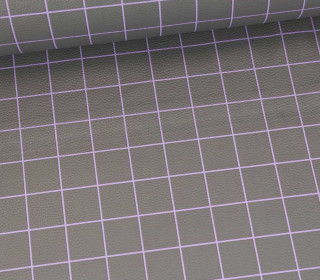 Kunstleder - Fashionstoff - Happy Collection - Karo - Cherry Picking - Grau/Flieder