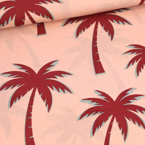 Baumwolle - Webware - Voile - Palm Trees - Puder