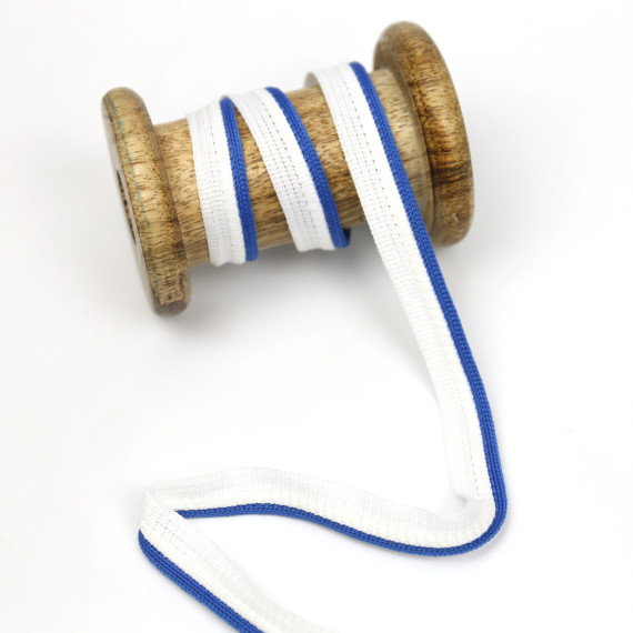 1 Meter Paspelband Duo - Doppelpaspelband - Weiß/Jeansblau